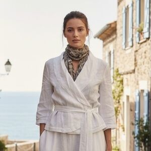 White Linen Wrap Jacket Size S